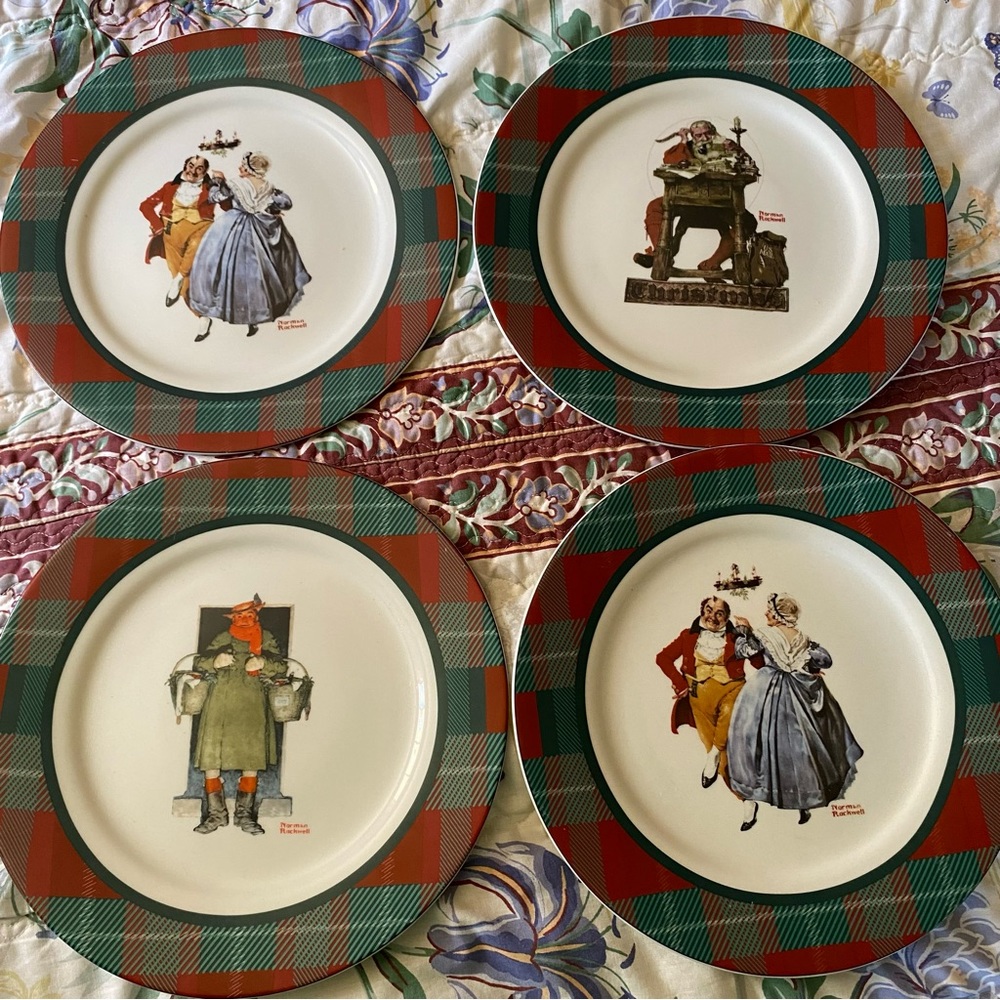 Norman Rockwell Holliday Collection The Saturday Evening Post 3 Dinner Plates